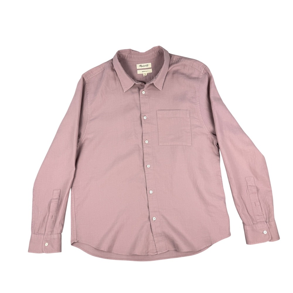 Madewell Perfect Fit Shirt Mens XL Faded Plum Double Gauze Cotton Button Down